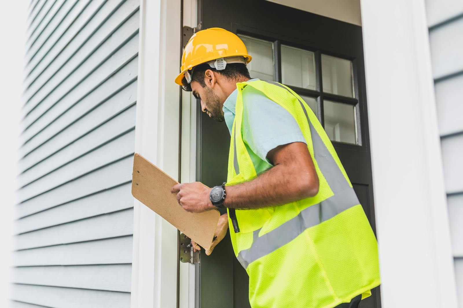 Professional Checking Wind Mitigation Inspection of a Property